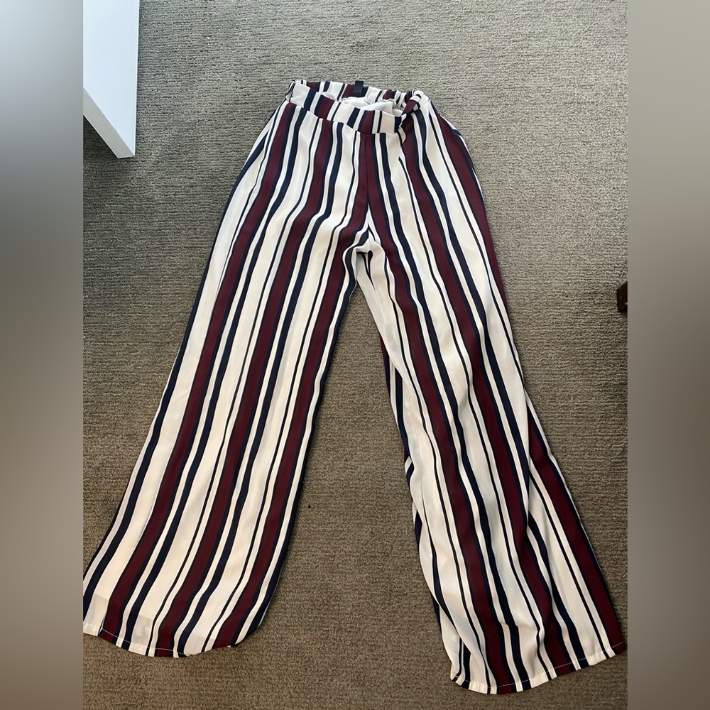 WINDSOR - Striped Wide Leg Pants, Multicolor, Size Small
